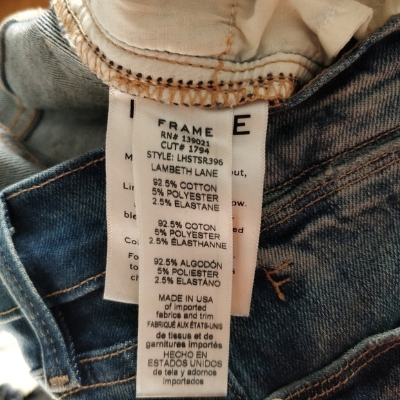 Frame Le High Straight Shredded Hem Jeans Lambeth - Picture 8 of 8